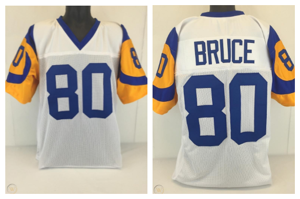 Men's Los Angeles Rams #80 Isaac Bruce St. Louis Rams Mitchell & Ness Stitched White Jersey Men's Los Angeles Rams #80 Isaac Bruce St. Louis Rams Mitchell & Ness Stitched White Jersey